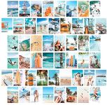 DINGFENG Picture Wall Collage, Wall Sticker Kit, Wall Decor, Aesthetic Picture, Bedroom Poster, Summer Beach Wall Art, Room Decor for Boys and Girls, Dorm Decor Small Poster (Blue)