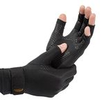 Copper Fit Compression Gloves Infused with Menthol for Maximum Recovery, Black, Small/Medium