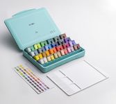 THOOVI - HIMI - Gouache Paint - Twin Cups - 48 Colours - 12g Jelly Cups - Non Toxic Paint for Paper - Canvas and Professionals, Multicolour - Without Brushes (Green Case)