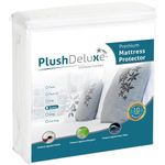 Queen Premium 100% Waterproof Mattress Protector Hypoallergenic, Vinyl Free, Breathable Soft Cotton Terry Surface - 10 Year Warranty from PlushDeluxe