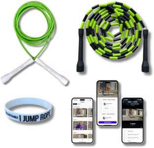 Elevate Rope - Paquete de cuerda para saltar con aplicación de entrenamiento - 2 x cuerda de salto ajustable - Adultos y niños - Velocidad + Cuerda de cuentas - Condiciones y trucos -