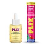 PLIX - THE PLANT FIX Glutathione Skin Glow 15 Effervescent Tablets and Pineapple Serum Combo for Clear Skin, 2% Alpha Arbutin for Unisex with Niacinamide, PHA and Vitamin E, 15ml (Pack of 2)