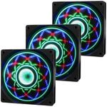 120mm RGB Case PC Fans Cooler Fan with Max 1600 RPM Low Noise Cooling Fan Blade LED Lighting Glows Dynamic Multi-Graph Cycle 3 Pack