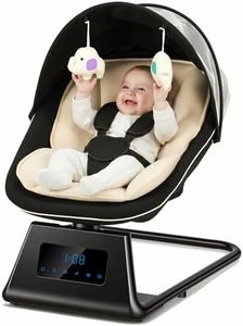Pamo Babe Portable Baby Swing - Electric Baby Rocker with Cry Detection, 5 Swing Speeds, Bluetooth & Remote Control, Adjustable Backrest, Indoor & Outdoor Swing Chair for Newborn Babies - Black