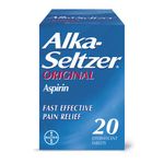 Alka Seltzer Original Effervescent Tablets with Aspirin, Fast and Effective Pain Relief for Cold and Flu, 1 Pack of 20