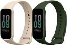 kwmobile Straps Compatible with Amazfit Band 7 Straps - 2X Replacement Silicone Watch Bands - Dark Green/Beige