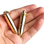 NHDT Keychain Pill Holder, Portable Solid Brass Waterproof Pill Box Container for Purse or Pocket or Necklace, Mini EDC Pill Case for Outdoor Travel , Bullet Pendant Design(2PCS)