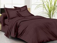 Trance Home Linen Zippered 100% Cotton 200TC Satin Stripe King Size Duvet Cover Quilt Cover Blanket Cover Razai Comforter Coverwith 2 Pillow Covers (102 x 110 inch, Chocolate Brown)