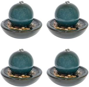 Sunnydaze 7" Indoor Ceramic Tabletop Fountain with Orb, Smooth Glaze, Teal