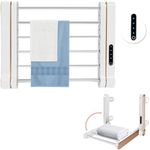 WingFly Electric Towel Warmer, 350 x 270mm Aluminum Heated Towel Rail, Wall Mounted Towel Drying Rack Radiator with Thermostat 2-8 Hour Timer Function for Bathroom White