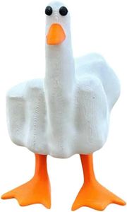 Blowind White Polyresin Hand Gesture Peace Sign Decor Boho Shelf Decor Accents Knick Knacks Middle Finger Practical Joke Halloween Prank Gifts (White Duck)