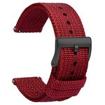 TStrap Nylon Watch Strap 20mm - Quick Release Watch Band Soft Red - Canvas Military Wtach Bands for Men Ladies – for Smart Watch Bracelet Replacement with Black Clasp - 18mm, 20mm, 22mm 24mm