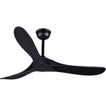 Bigzone 52" Outdoor/Indoor Black Ceiling Fans Without Lights with Remote Control, Energy Efficient DC Motor 27W, Smart Ceiling Fan With Reversible Blades