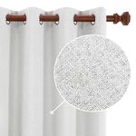 Deconovo Total Blackout Curtains 84 Inch Long 2 Panels, Faux Linen Total Blackout Curtains for Living Room Bedroom, Thermal Insulated Curtain Set, Grayish White, 52W x 84L Inch, 1 Pair