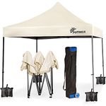 SUNMER 3x3M Pop-Up Gazebo - Fully Waterproof (420D Oxford PVC) with Heavy Duty Rust-Resistant Steel Frame - Wheeled Carry Bag Included for Easy Transportation - Ivory