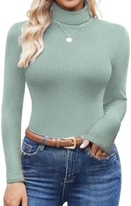 Ekouaer Women's Turtleneck Tops Ribbed Pullover Sweater Long Sleeves Shirts Midweight Thermal Underwear Blouse