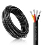 DEKIEVALE 18 Gauge 4 Conductor Wire, 32.8FT Black PVC Stranded Shielded Tinned Copper Wire, 18/4 Speaker Wire, Audio Power Cable, Flexible 18AWG Wire for Security/Alarm/Access Control/Sound