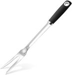 Meat Cooking Fork, Silicone Stainless Steel Meat Cooking Fork, Heavy Duty Metal Cooking Fork for Kitchen Use, High Heat Resistant Cooking Utensils for Meat BBQ, Dishwasher Safe, Easy to Clean, Silver