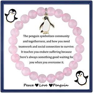 PARTNER Penguin Lover Friendship Bracelet - Spirit Animal and Teamwork Gift (Pink)