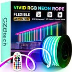 GZBtech RGB LED Neon Rope Lights 33FT/10M, AC 110-120V Waterproof Color Changing LED Rope with Remote Controller, Dimmable Multi Color Neon Rope Lighting for Indoor Outdoor Commercial Use