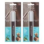 RED by Kiss Quick Cover Root Touch Up Rescue, Mascara Natural Water-Resistant Temporary Gray Concealer Cover Up Brush for Hair Mustache & Beard (Dark Brown) (2Pcs)