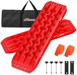 Nilight Recovery Off-road Traction Boards Emergency Tire Mats For 4WD 4X4 Mud Sand Snow with 2PCS Mounting kit Zipper Bag 2 leashes (Red)