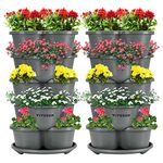 VIVOSUN 5 Tier Vertical Gardening Stackable Planter for Strawberries, Flowers, Herbs, Vegetables, 2-Pack Gray