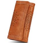 APHISON Womens Wallet RFID Blocking PU Leather Clutch Long Wallet for Women Card Holder Ladies Phone Purse BROWN