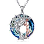 YFN Basketball Necklace Sterling Silver Basketball Crystal Pendant Tree of Life Jewelry Birthday Graduation Gift for Women Girls