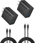 iPhone 15 Charger, Anker USB C Charger, 2-Pack 20W Dual Port USB Fast Wall Charger, USB C Charger Block for iPhone 15/15 Pro/15 Pro Max/iPad Pro/AirPods and More (2-Pack 5 ft USB-C Cable Included)