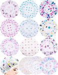 12 Pieces Reusable Waterproof Shower Caps,Durable Elastic Bathing Hair Cap,Beauty Salon Spa Shower Caps Lace Elastic Band Hair Bath Caps Shower Caps (12 Colors)