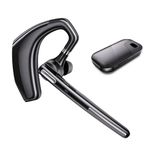 Gixxted Bluetooth Headset, V5.1 Wireless Headset with Noise Canceling Microphone, 110 Hours Work time Bluetooth Earpiece with 500mAh Battery, Compatible with Cell Phones and PC (Dark Black)