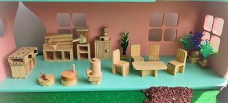 Dollhouse Furniture Set (Wooden) Doll House Kitchen (Kitchen Extended)