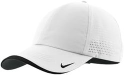 NIKE Men's Golf-Dri-fit Swoosh Perforated Cap, White Hat, One Size