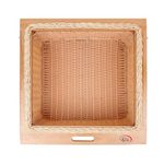 Tysra Wicker Basket Wood & PVC For Modular Kitchen | Pull Out Cane Basket for Onion, Potato | Fruits & Vegetables Cane Storage Organizer (22.25W(564mm) X20LX8H (No Partition) Light Brown