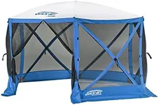 CLAM Quick-Set Escape Sport 11.5 x 11.5 Foot Portable Pop Up Screen Tent, 6-Sided Canopy Shelter with Stakes & Carry Bag for Outdoor Tailgating, Blue