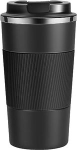 Travel Mug Reusable Coffee Cups 510ml/17oz Insulated Mug Thermal Tumbler to Go with Lid Leak Proof Thermal Insulated Vacuum Insulation Stainless Steel Bottle for Hot Cold Drinks (Black)