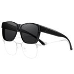 HAOLOTA Fit Over Sunglasses-Polarized for Men, Oversized Sun Glasses Square Shades UV400 Protection for Driving, L Size Black Frame Grey Lens, Standard
