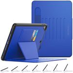 SEYMAC stock Case for iPad 6th/5th Generation/Air 2/Pro 9.7'', Magnetic Auto Sleep Shockproof Case with Multi-Angles Stand, Pen Holder, Card Slot Case for iPad 9.7 Inch 2018/2017 (Blue)