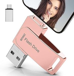 iPhone Flash Drive,iPhone Photo Stick,256GB USB 3.0 Memory Stick Thumb Drives, High Speed USB Stick External Storage for iPhone/iPad/Android/PC(Pink)