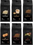 Caffeluxe Arabica Medium Roast Ground Coffee Beans Flavoured Ground Coffee - Taster Pack (6 x100g) - Chocolate, White Choco, Caramel, Cherry, Hazelnut, Creme Brule (100g Per Bag)