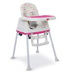 LuvLap High Chair for Baby/Kids, Toddler Feeding Booster Seat with Wheels, 3 Height adjustments, with Cushion, 6 Month to 3 Years, Portable (White)
