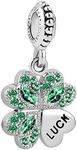 MiniJewelry Lover Hearts Clover Charm Compatible with Pandora Bracelets Silver Twotone Green Lucky Charm Bead Women Family Sister Wife