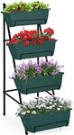 OYEAL Raised Garden Bed 4 Tier Vertical Garden Planter Indoor Outdoor Raised Planter Box with Legs Elevated Herb Garden Planter for Flowers Vegetables Plants, Green