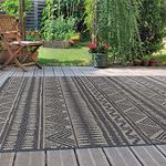 Rugshop Geometric Bohemian Indoor Outdoor Rug – Bohemian Area Rug/Outdoor Rug, Easy Cleaning Deck Rugs, Non-Shedding Balcony Rugs, Boho Patio Rug, 5' x 7' Blue