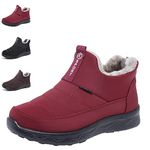 Winter Snow Boots Womens Mens Waterproof Walking Boots Fur Lined Warm Ankle Booties for Ladies Red 6 UK (Label Size 40)