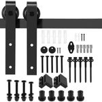 BOUKIDA 6 ft/183cm Sliding Door Track, Black Barn Door Hardware Kit, Sliding Wood Door Kit, 183cm Roller Door Hardware (6FT/183CM)