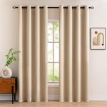 MIULEE Beige Blackout Curtains for Living Room 2 Panel Set, Premium Eyelet Curtains for Bedroom, Thermal Insulated Window Curtains Drapes, Black Out Curtains 96 Drop, Each Panel 55 x 96 Inches