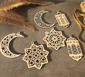 Curious button Set of 6 MDF Ramadan Mubarak Hanging Items Decoration|,Eid Decors,Ramadan Kareem Ramadan Decorations,Eid Gifts Islamic Table Decor Islamic Wall Art Ramadan Mubarak