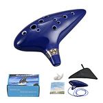 LIEKE Ocarina 12-Hole Alto C Ceramic Piccolo, Musical Instrument Gift for Beginners Adults with Display Stand Music Book Neck-Strap Bag